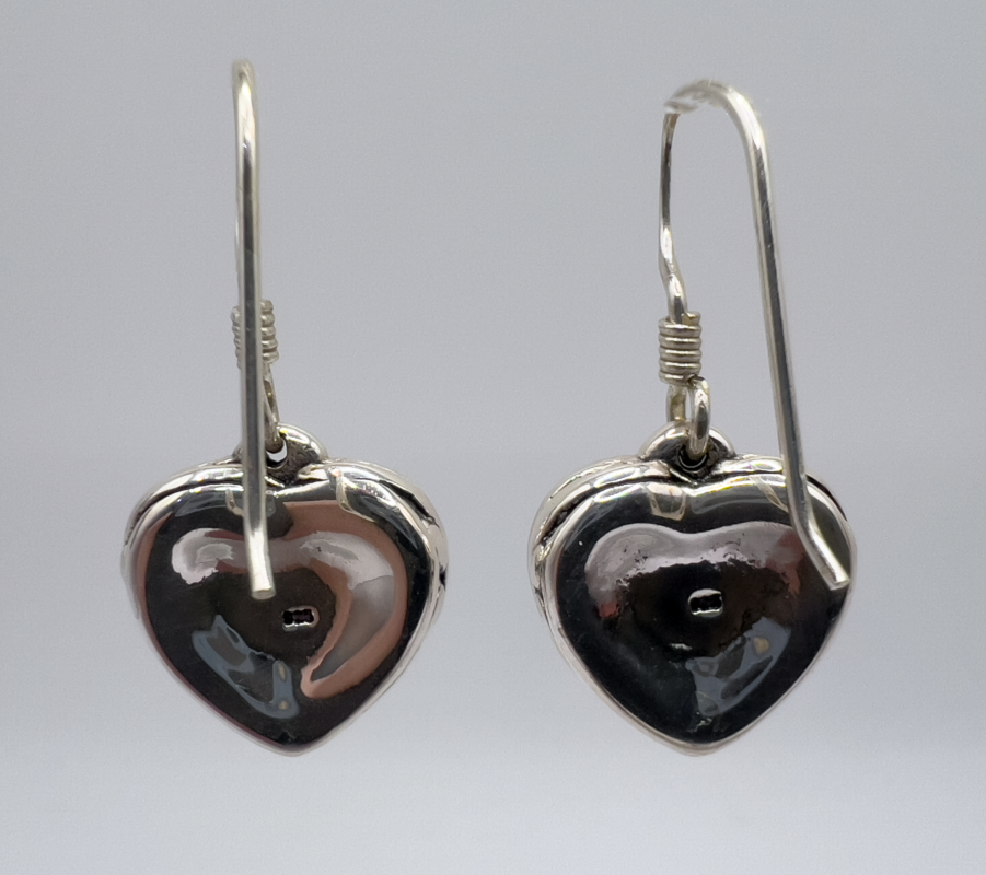 .925 Sterling Silver Engraved Design Heart Dangle Earrings - Broadway ...