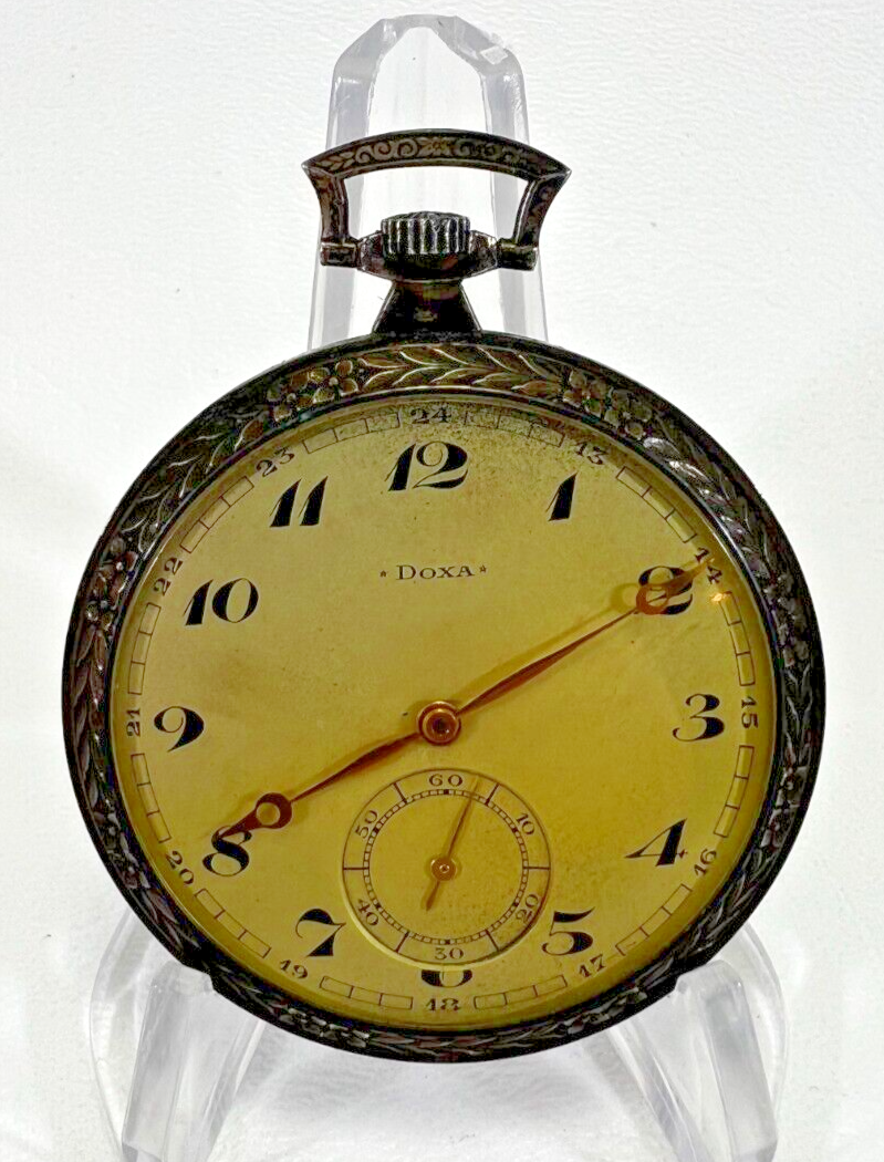 Vintage Doxa Pocket Watch - .800 Silver Case / Runs Perfect 