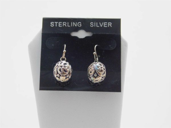 925-Sterling-Silver-Flower-Engraved-Design-Dangle-Ball-Earrings-LA19-253645082620