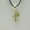 925-Sterling-Silver-Mother-Son-Crosses-Crucifix-CZ-Round-Studded-Pendant-LA0793-253647277280-2