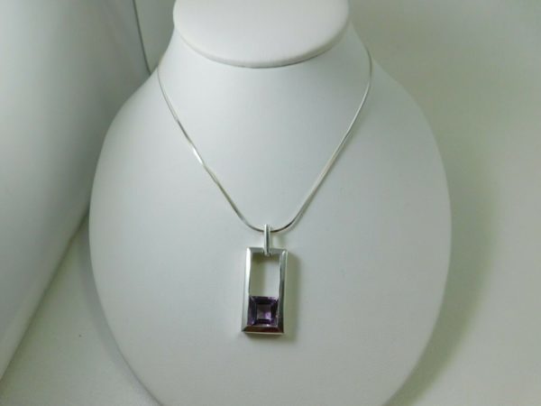 925-Sterling-SilverLarge-Rectangle-W-Purple-Stone-Necklace-JM00120-254211160870