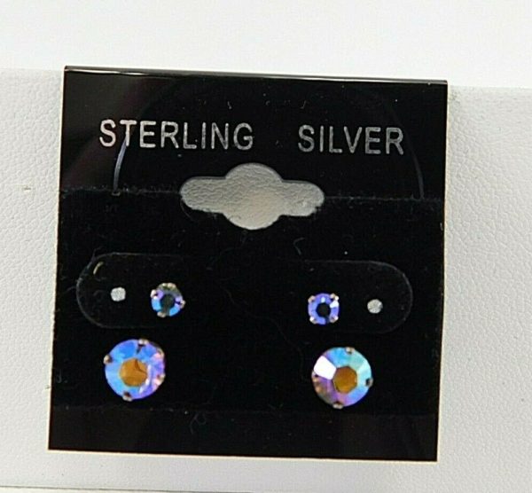 925-Sterling-Silver-2-sets-of-multi-colored-stud-Earrings-JK0261-254529308031