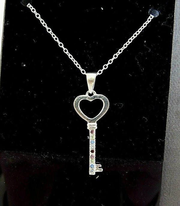 925-Sterling-Silver-Heart-Key-Pendant-Charm-with-accents-JK0400-254543633872