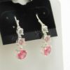 925-Sterling-Silver-Pink-Clear-Cubic-Zirconia-3-Stone-Dangle-Earrings-LA0887-253647329102-2