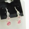 925-Sterling-Silver-Pink-Clear-Cubic-Zirconia-3-Stone-Dangle-Earrings-LA0887-253647329102-3