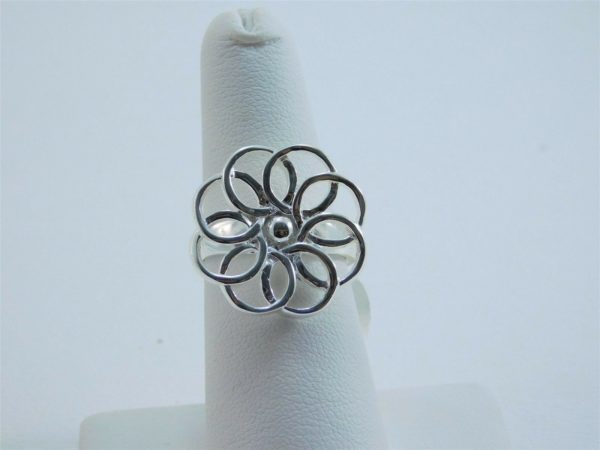 925-Sterling-Silver-Flower-Filigree-Mirror-Polish-Ring-LA0538-253663080034