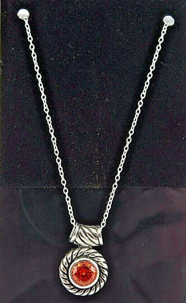 925-Sterling-Silver-necklace-with-orange-Pendant-Charm-JK0297-254535881734