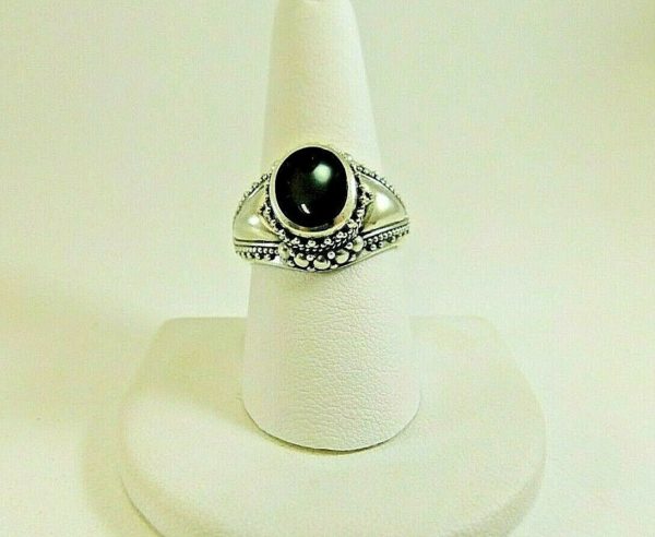 925-Sterling-Silver-Beaded-Oval-Onyx-Cabachon-10-x-7mm-Size-925-DG0351-254212159695