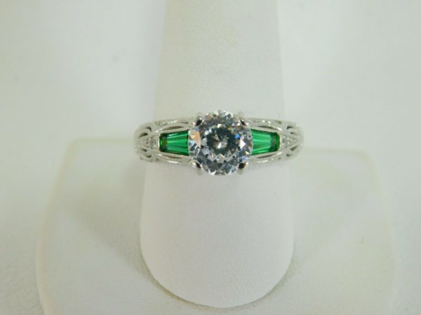 925-Sterling-Silver-CZ-and-Synthetic-Emerald-Ring-AD0054-202625965845