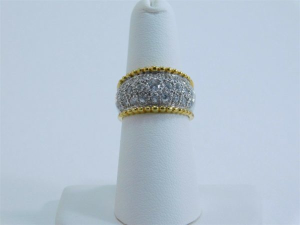 925-Sterling-Silver-Cubic-Zirconia-Cluster-w-Toned-Beads-Ring-LA0503-253662804835