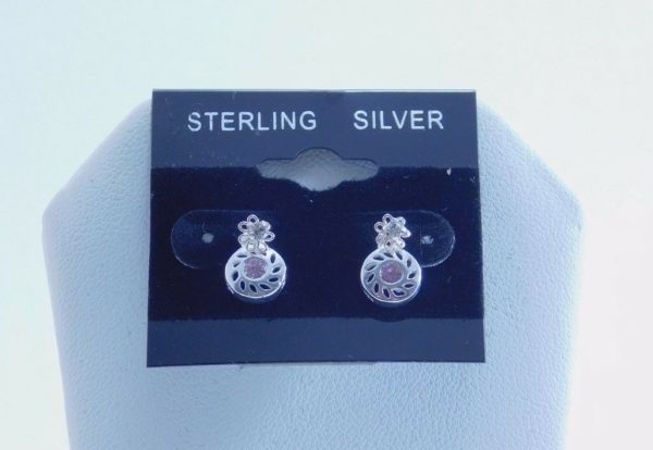 925-Sterling-Silver-Cubic-Zirconia-Pink-CZ-Stud-Earrings-LA0714-202325597755