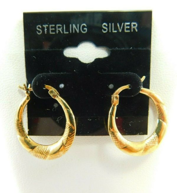 925-Sterling-Silver-Gold-Tone-Spiral-Dot-Design-34-Hoop-Earring-JM00083-202656989155
