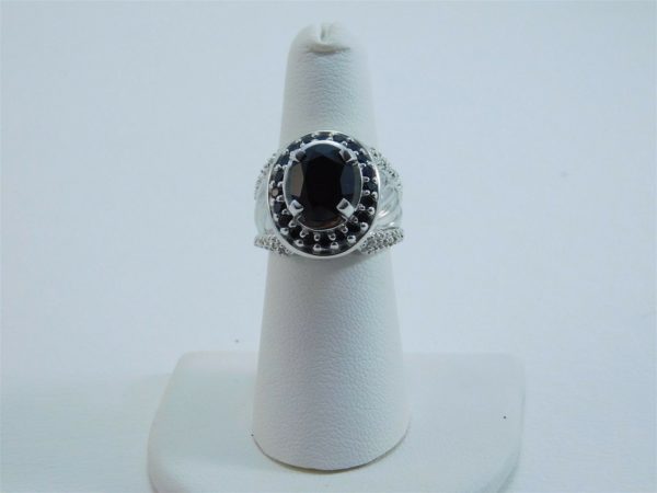 925-Sterling-Silver-Onyx-Cocktail-w-Halo-Ring-LA0537-253663083455