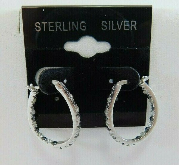 925-Sterling-Silver-Oval-Hoop-Inout-Black-and-clear-cubic-CZs-Earrings-JM00342-254428339575