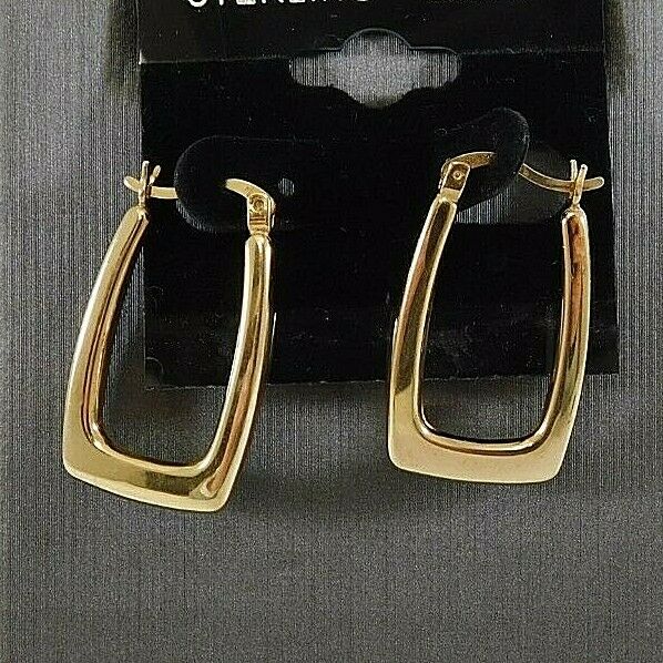 925 Sterling Silver straight edge hoop Earrings JK0517 - Broadway Jewelry &  Rare Coins