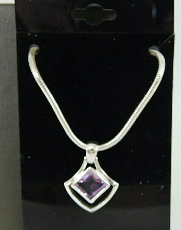 925-Sterling-Silver-Pendant-Charm-with-Purple-Stone-JK0398-254543576596