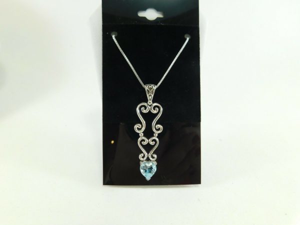 925-Sterling-Silver-Squiggle-Hearts-to-a-Blue-Heart-stone-Necklace-JM00110-254211128476