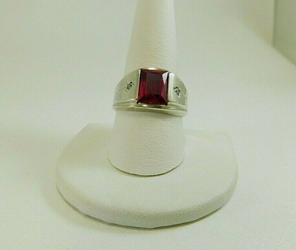 925-Sterling-Silver-Synthetic-Step-Cut-Ruby-Ring-Size-10-82-gr-DG0348-202662951397
