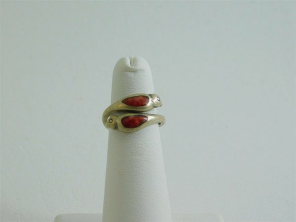 925-Sterling-Silver-Two-Birds-with-Red-Resin-Cabochon-Wrap-Rings-DA0548-253658176417