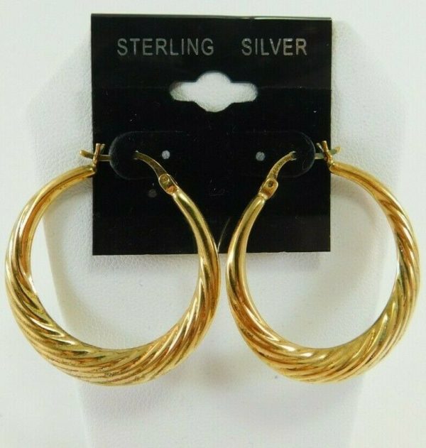 925-Sterling-Silver-Gold-Tone-Feathered-Striped-1-14Hoop-Earrings-JM00092-202657000698