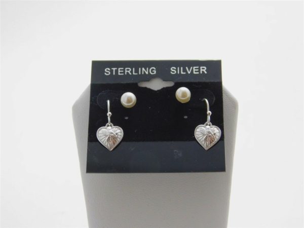 925-Sterling-Silver-Synthetic-Pearl-Studs-Heart-Dangle-Earrings-LA28-202321526328