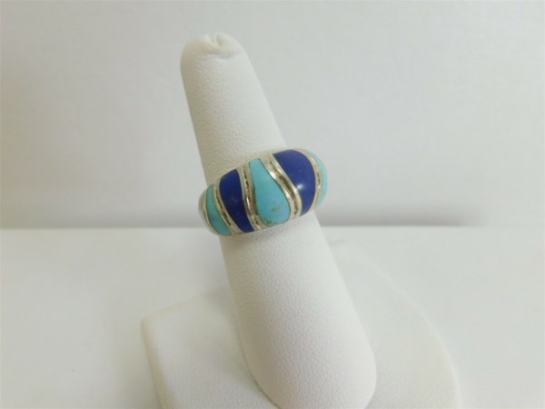 Genuine-Turquoise-Blue-Agate-Striped-Size-7-Sterling-Silver-Ring-925-AA1210-253715645718