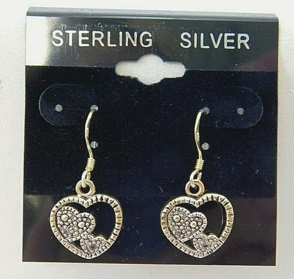 925-Sterling-Silver-Drop-Dangle-Heart-Gold-tone-Earrings-JM00401-202843610059
